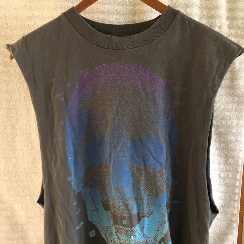 Distressed David Bowie muscle tee